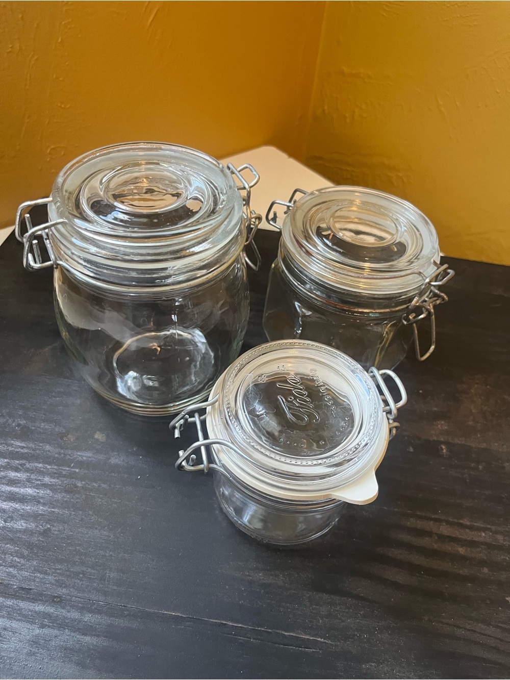 Glass Storage Jar Set with Airtight Clips - Clear
